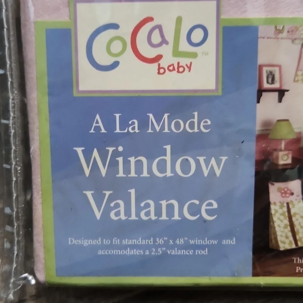 Cocalo A La Mode Valance Pink Plush Fleece Green Polka Dot Floral Baby Vintage